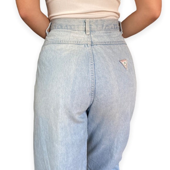 Vintage 90s High Rise Pleated Bareback Jeans - Picture 3 of 4